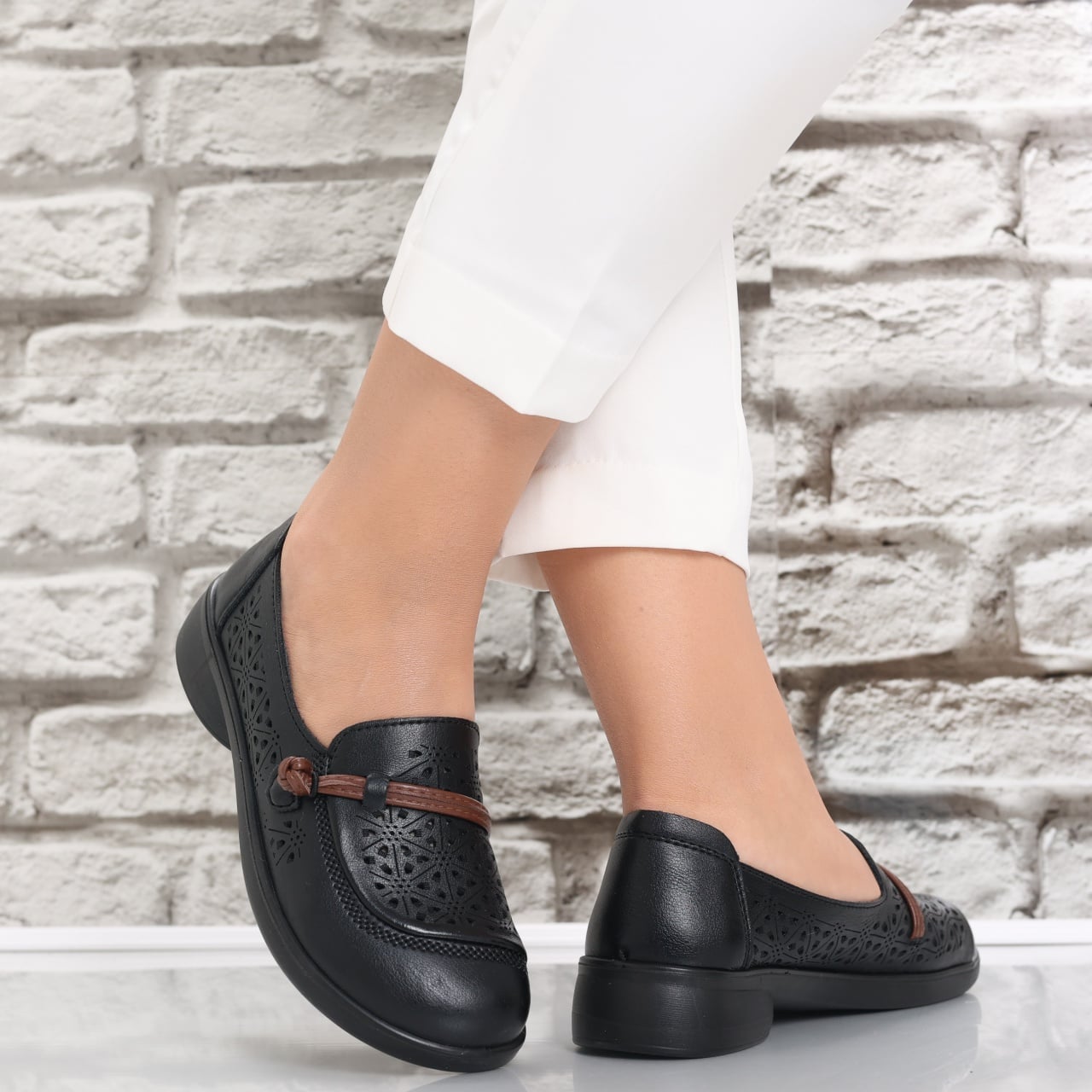 Pantofi dama casual Negri din Piele Ecologica Suhana - poza 3