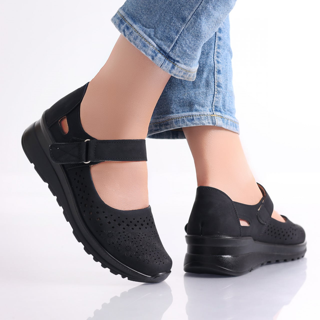 Pantofi dama casual Negri din Piele Ecologica Tiga - poza 1