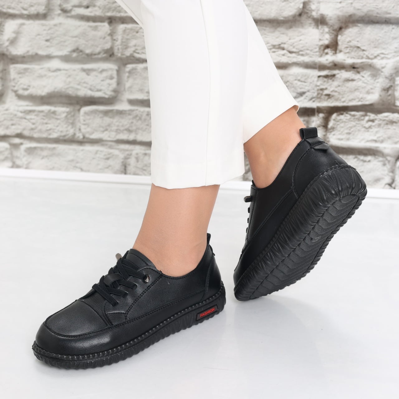 Pantofi dama casual Negri din Piele Ecologica Turina - poza 5