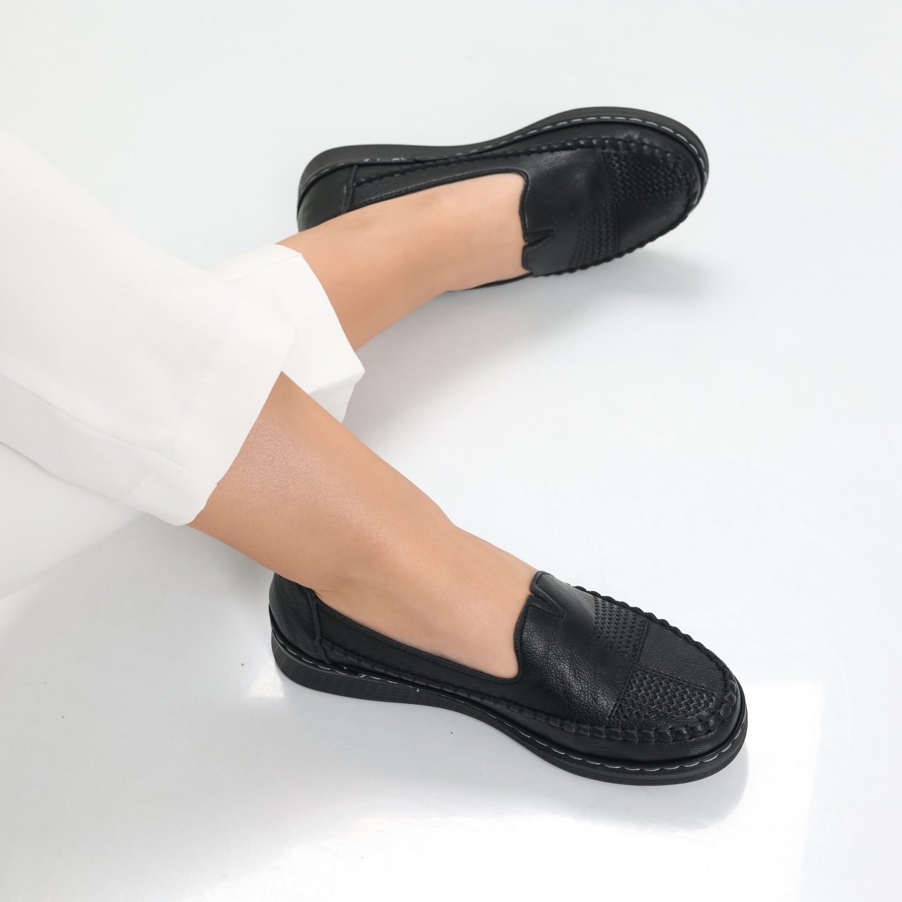 Pantofi dama casual Negri din Piele Ecologica Zinam - poza 1