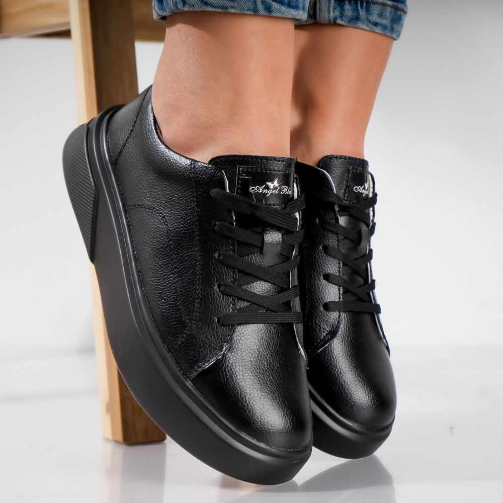 Pantofi dama casual Negri din Piele Naturala Agreta - poza 2