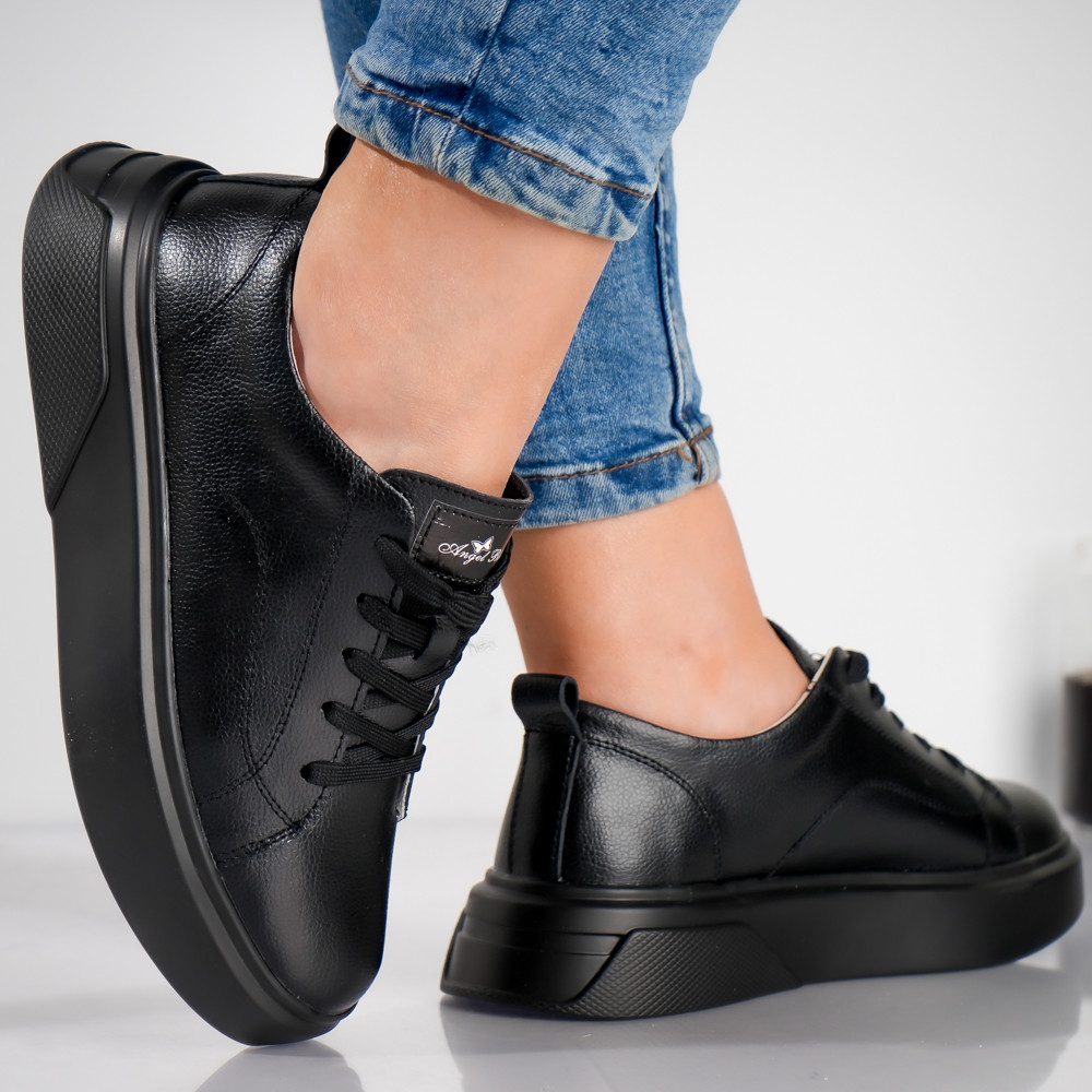 Pantofi dama casual Negri din Piele Naturala Agreta - poza 3