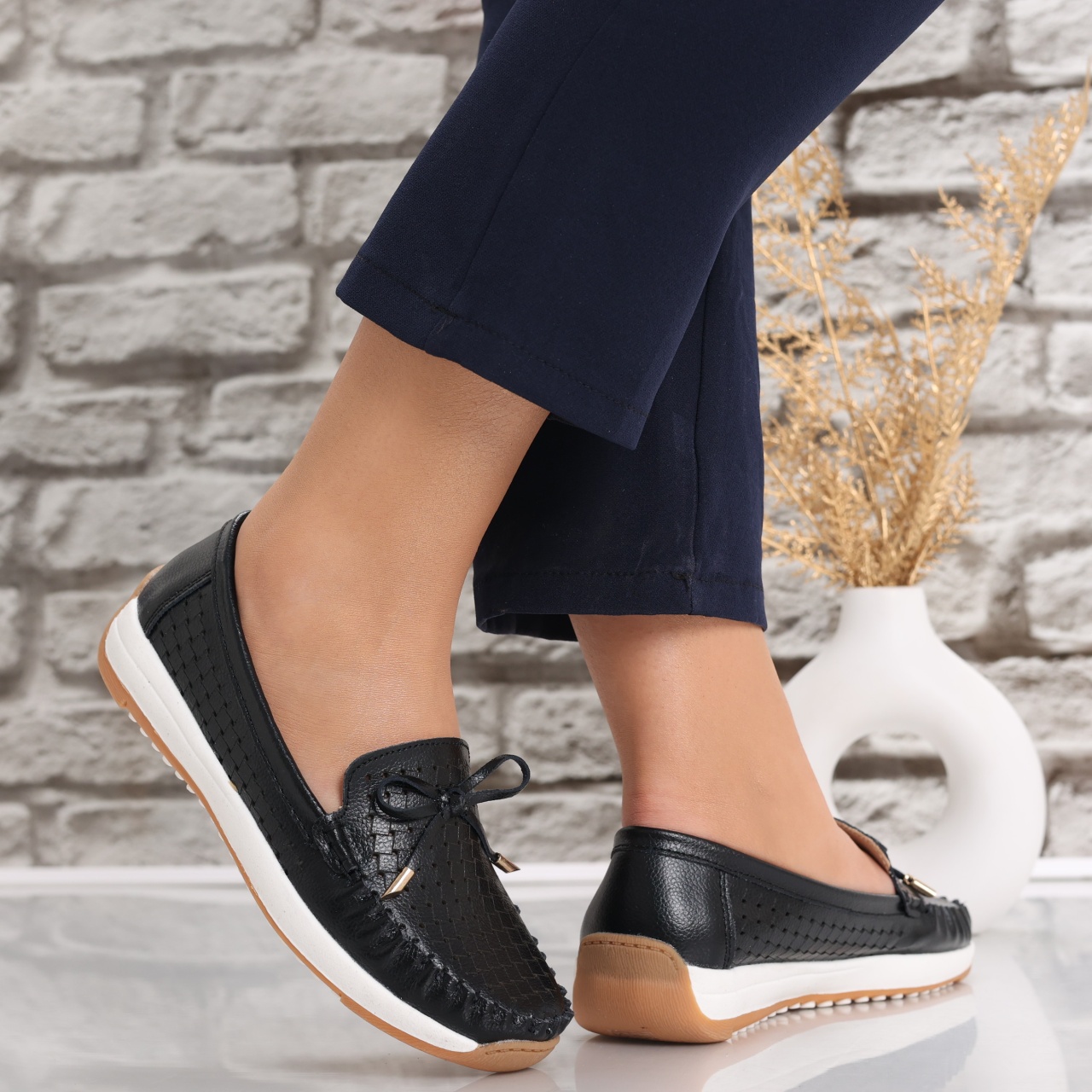 Pantofi dama casual Negri din Piele Naturala Alinca - poza 3