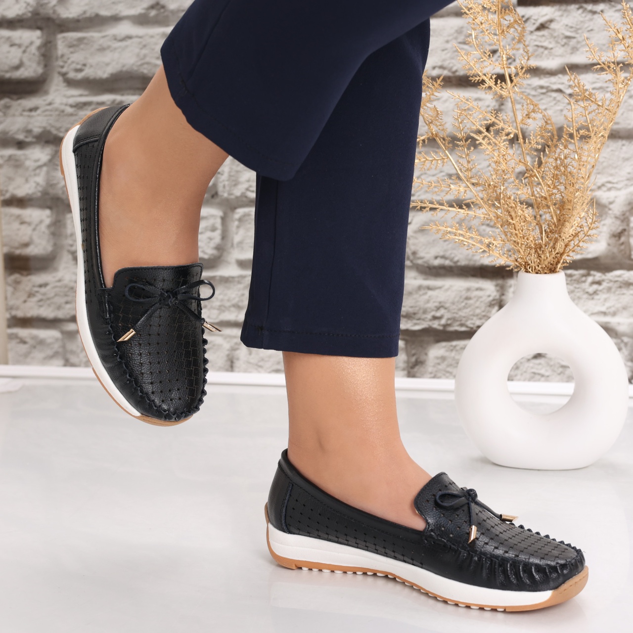 Pantofi dama casual Negri din Piele Naturala Alinca - poza 5