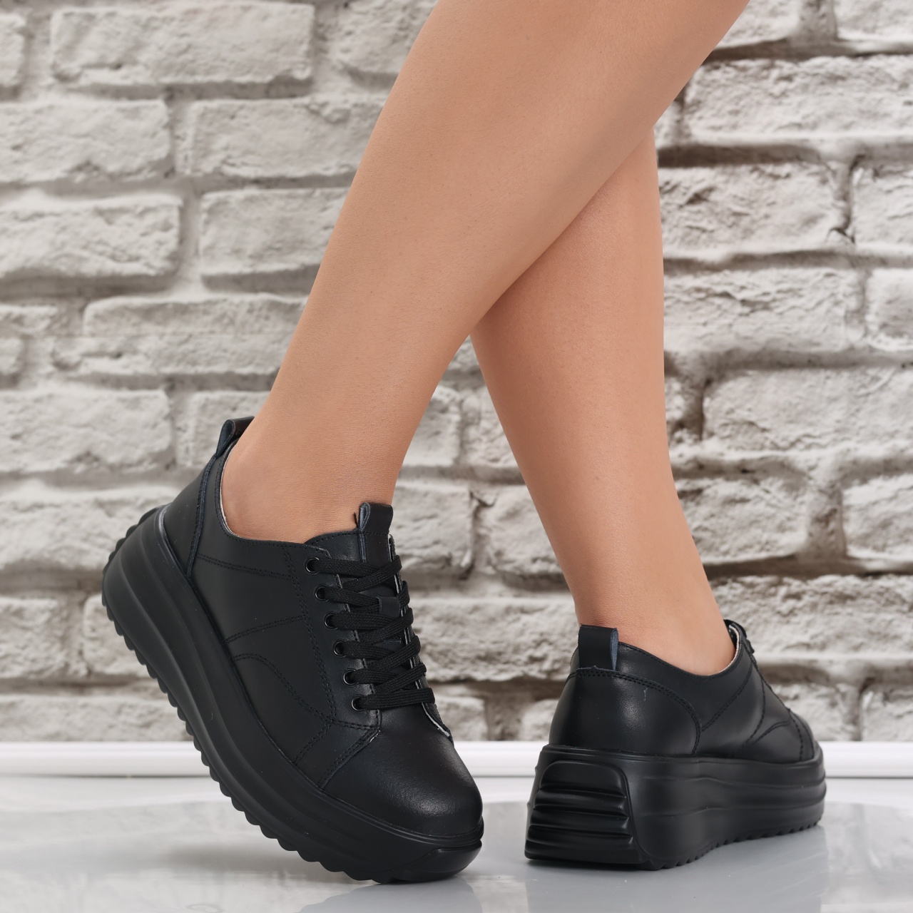 Pantofi dama casual Negri din Piele Naturala Amelsa - poza 4