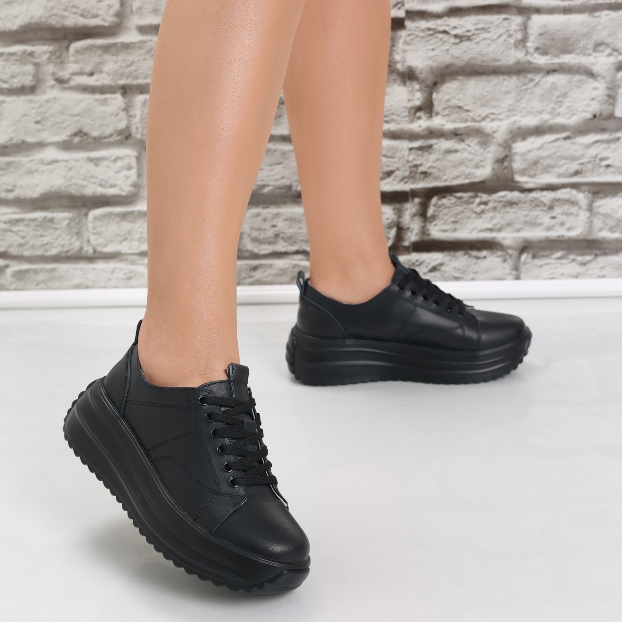 Pantofi dama casual Negri din Piele Naturala Amelsa - poza 5