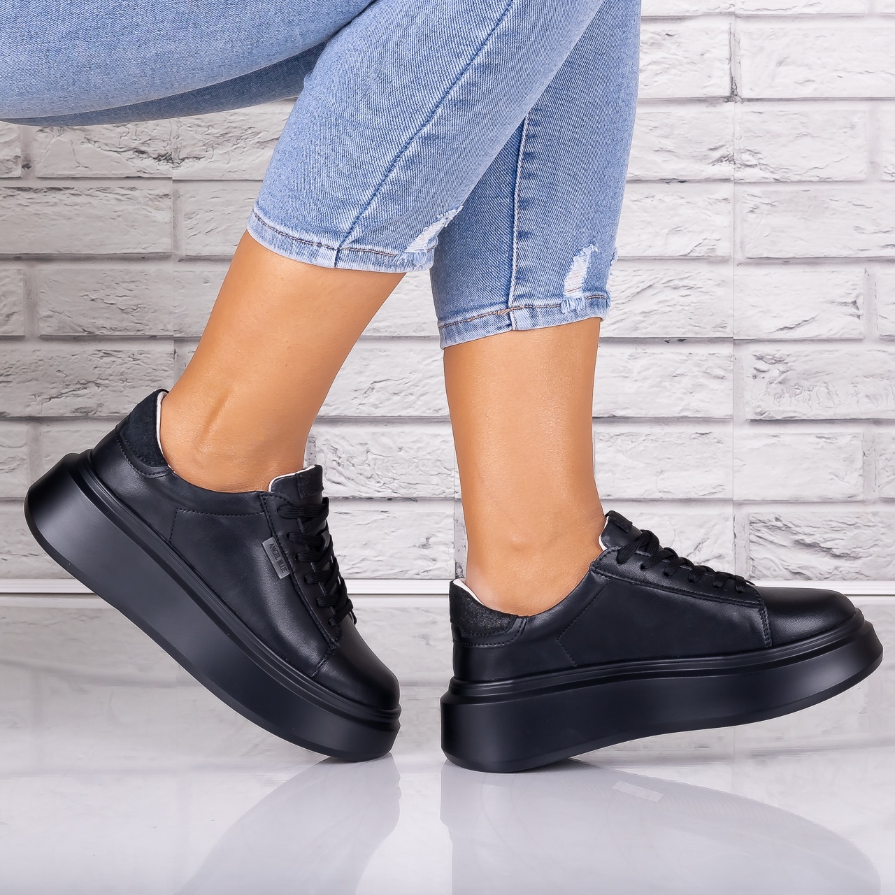 Pantofi dama casual Negri din Piele Naturala Arselia - poza 3