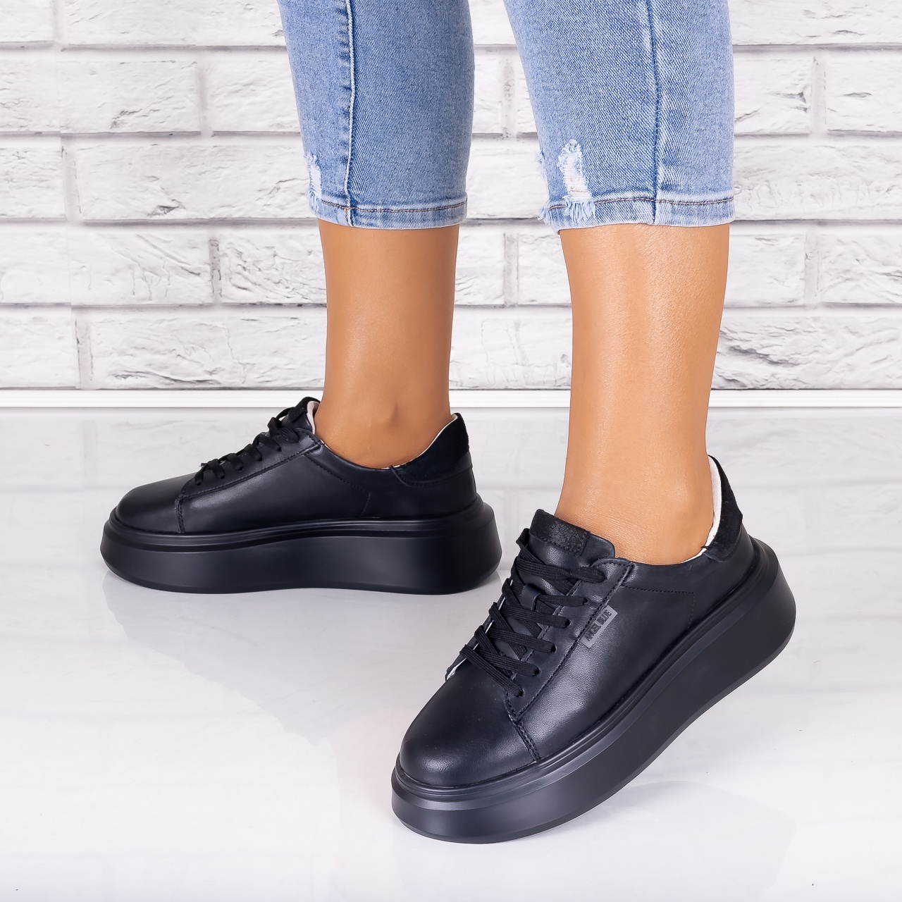 Pantofi dama casual Negri din Piele Naturala Arselia - poza 4