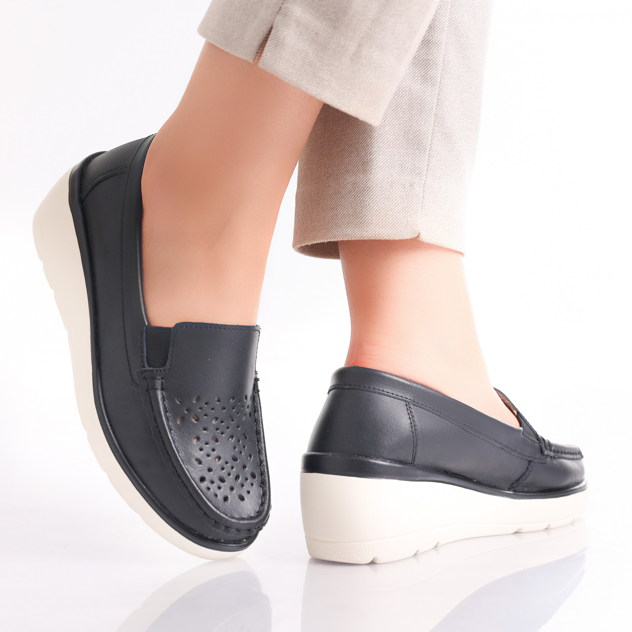 Pantofi dama casual Negri din Piele Naturala Avril - poza 3