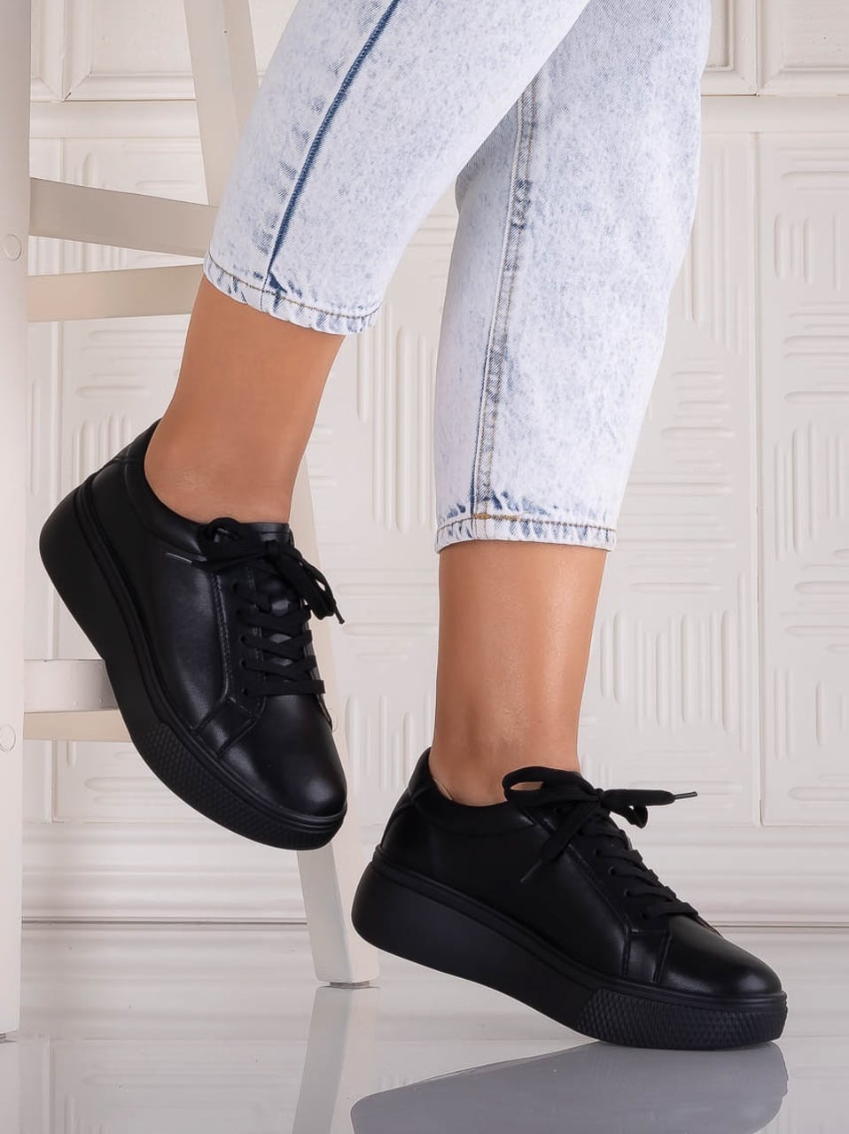 Pantofi dama casual Negri din Piele Naturala Aziva - poza 1
