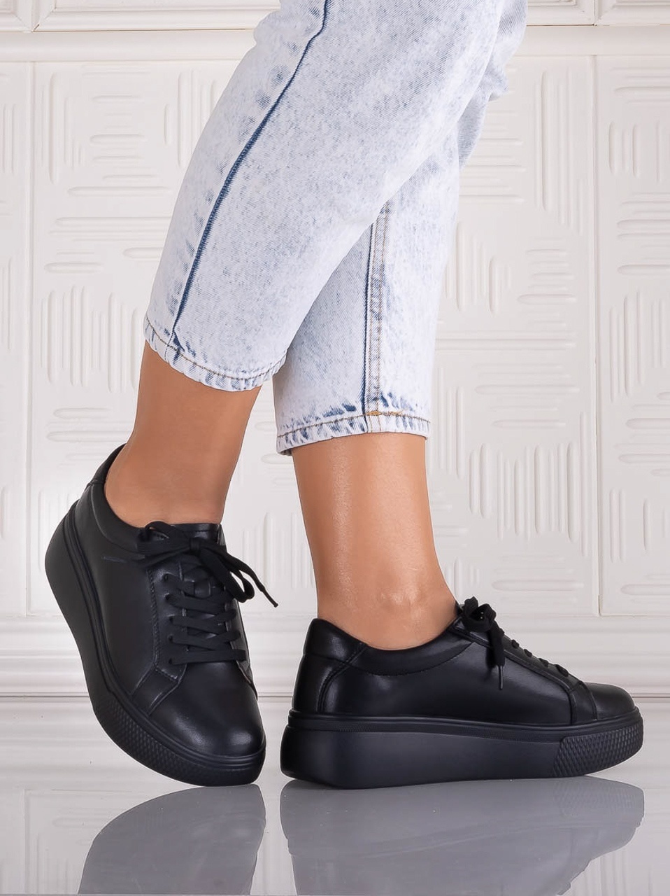 Pantofi dama casual Negri din Piele Naturala Aziva - poza 4