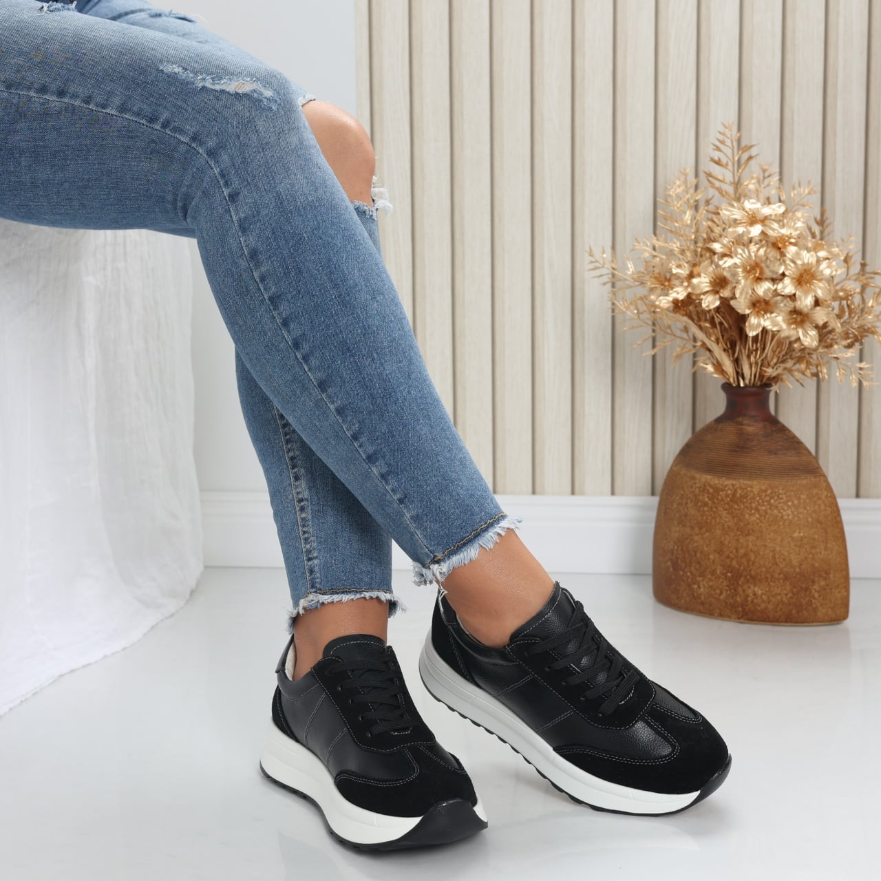 Pantofi dama casual Negri din Piele Naturala Bella - poza 1