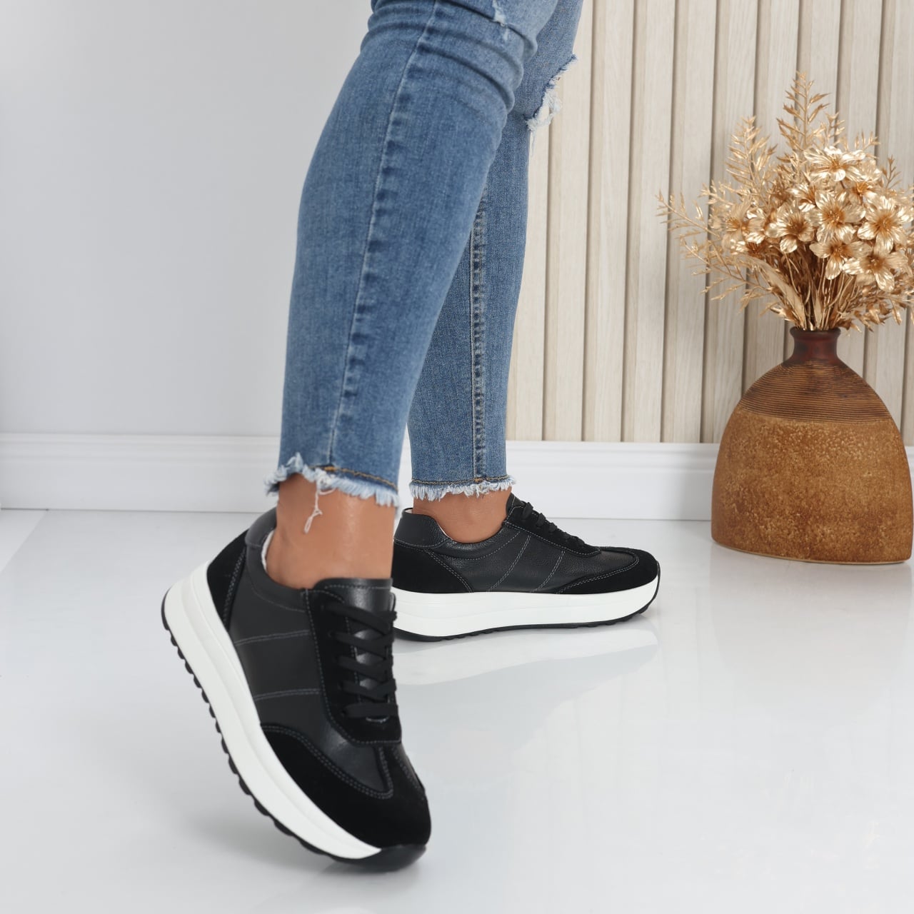 Pantofi dama casual Negri din Piele Naturala Bella - poza 2