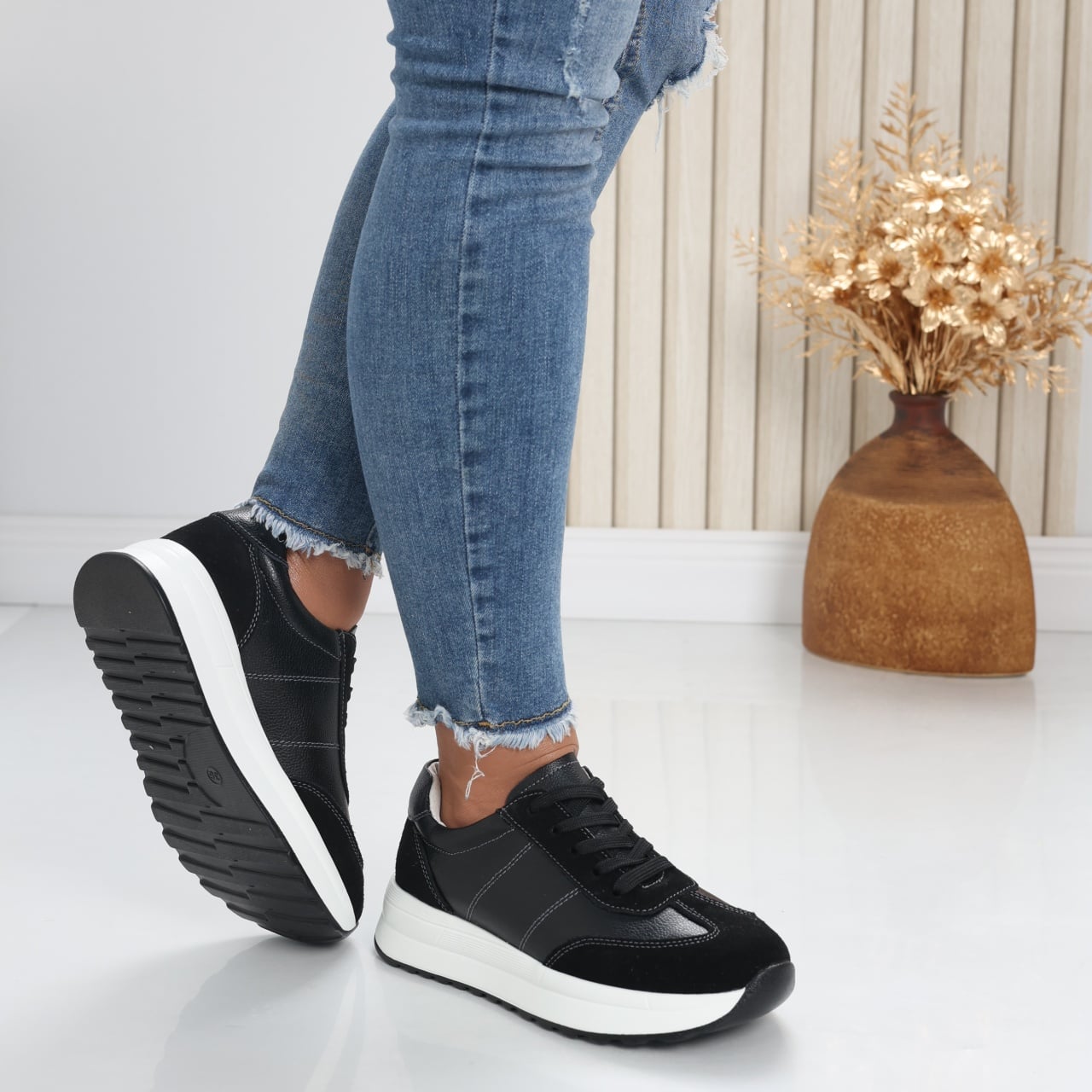 Pantofi dama casual Negri din Piele Naturala Bella - poza 3