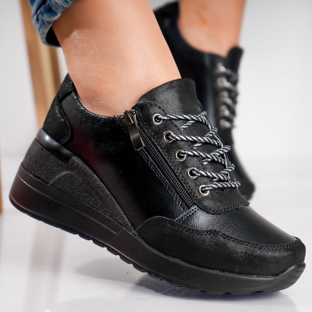 Pantofi dama casual Negri din Piele Naturala Bilon - poza 1