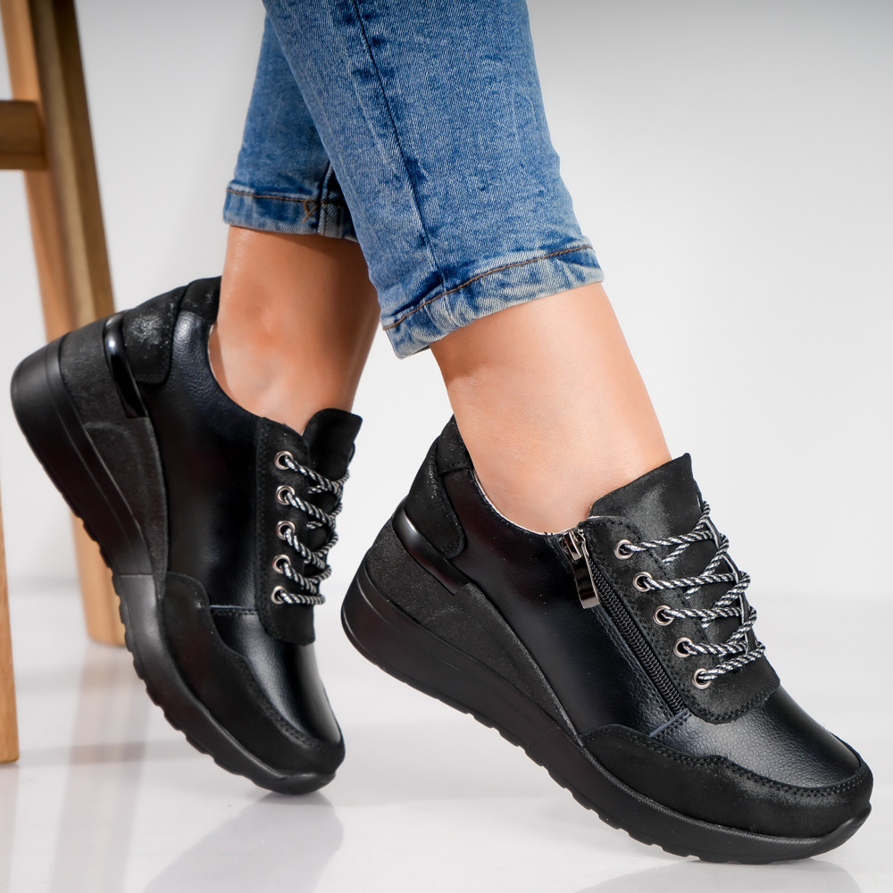 Pantofi dama casual Negri din Piele Naturala Bilon - poza 3
