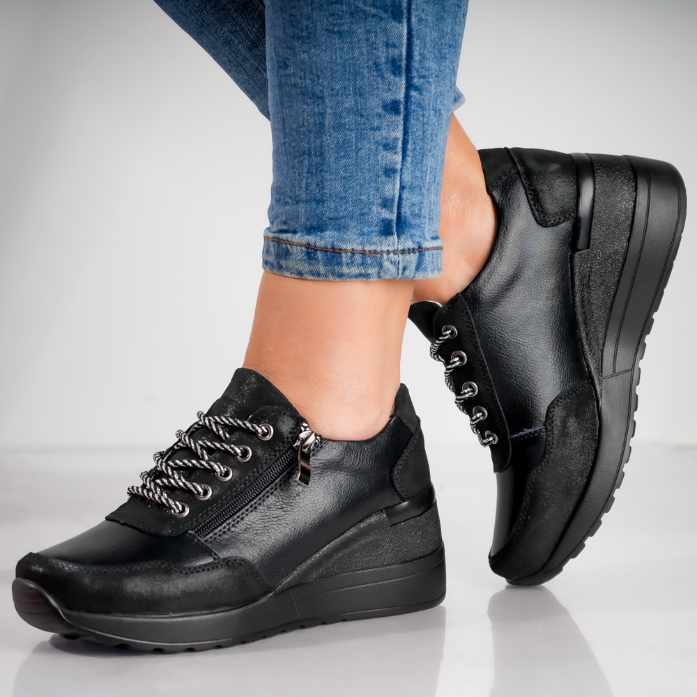 Pantofi dama casual Negri din Piele Naturala Bilon - poza 5