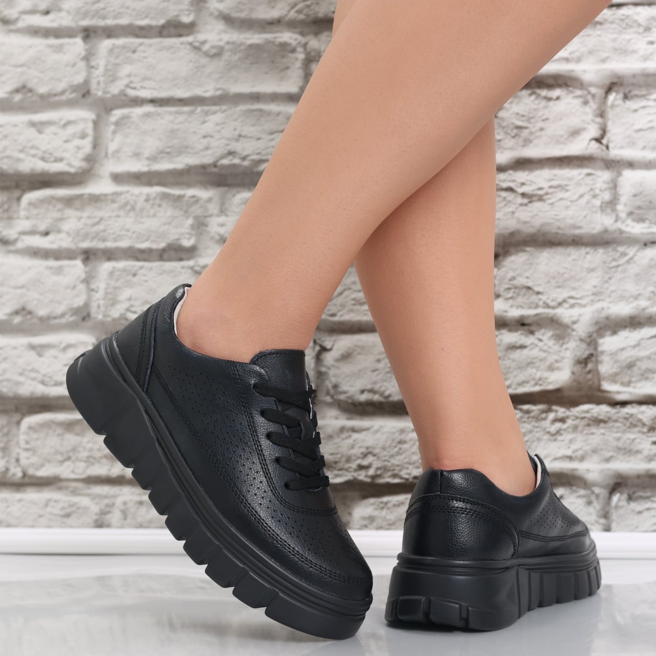 Pantofi dama casual Negri din Piele Naturala Brynin - poza 3