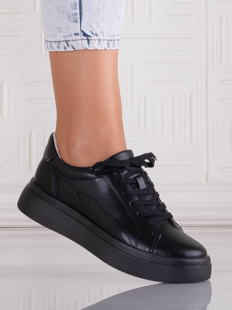 Pantofi dama casual Negri din Piele Naturala Carisna - poza 1