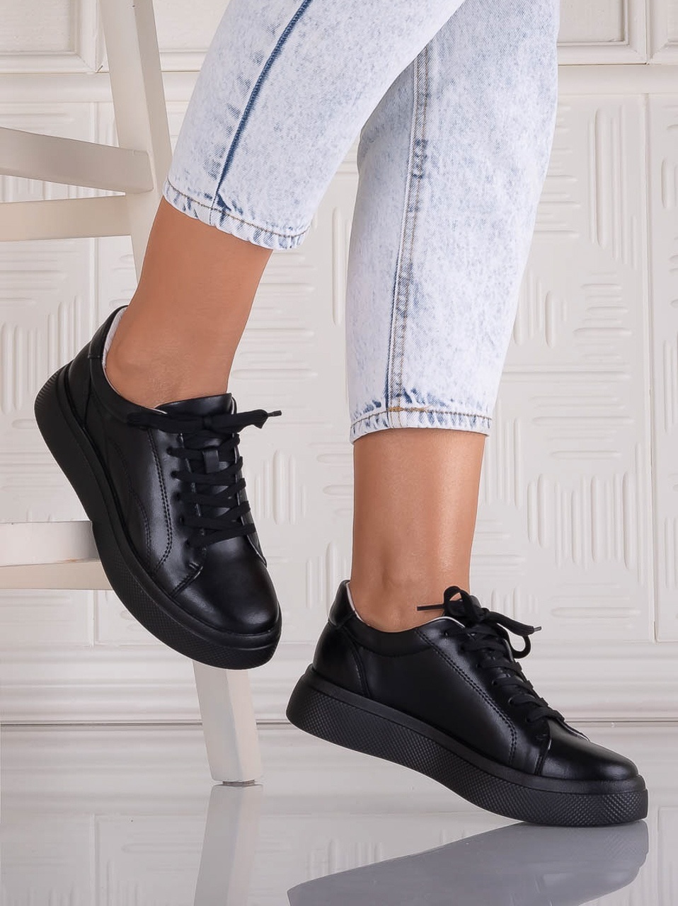 Pantofi dama casual Negri din Piele Naturala Carisna - poza 2