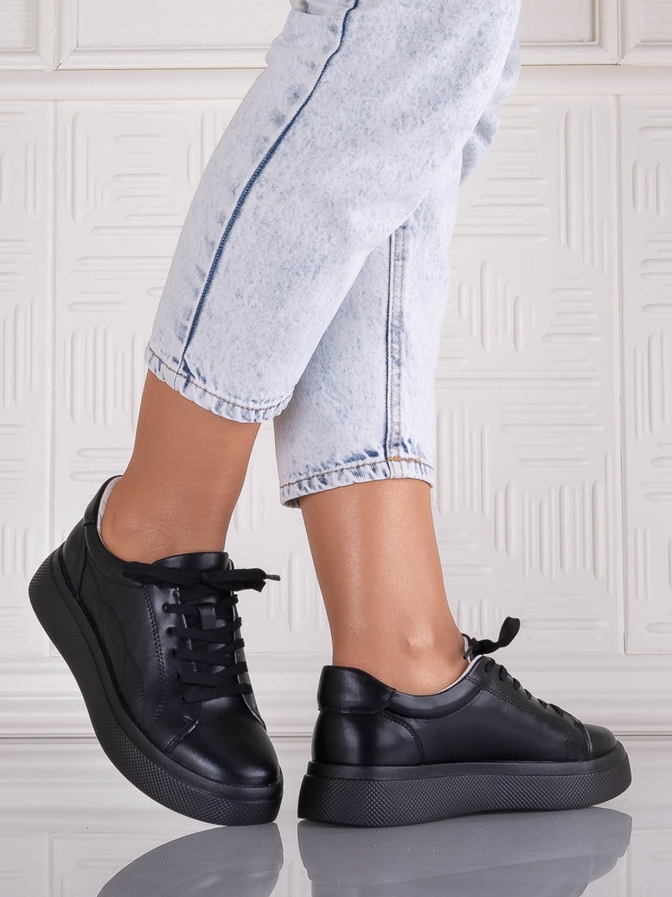 Pantofi dama casual Negri din Piele Naturala Carisna - poza 3