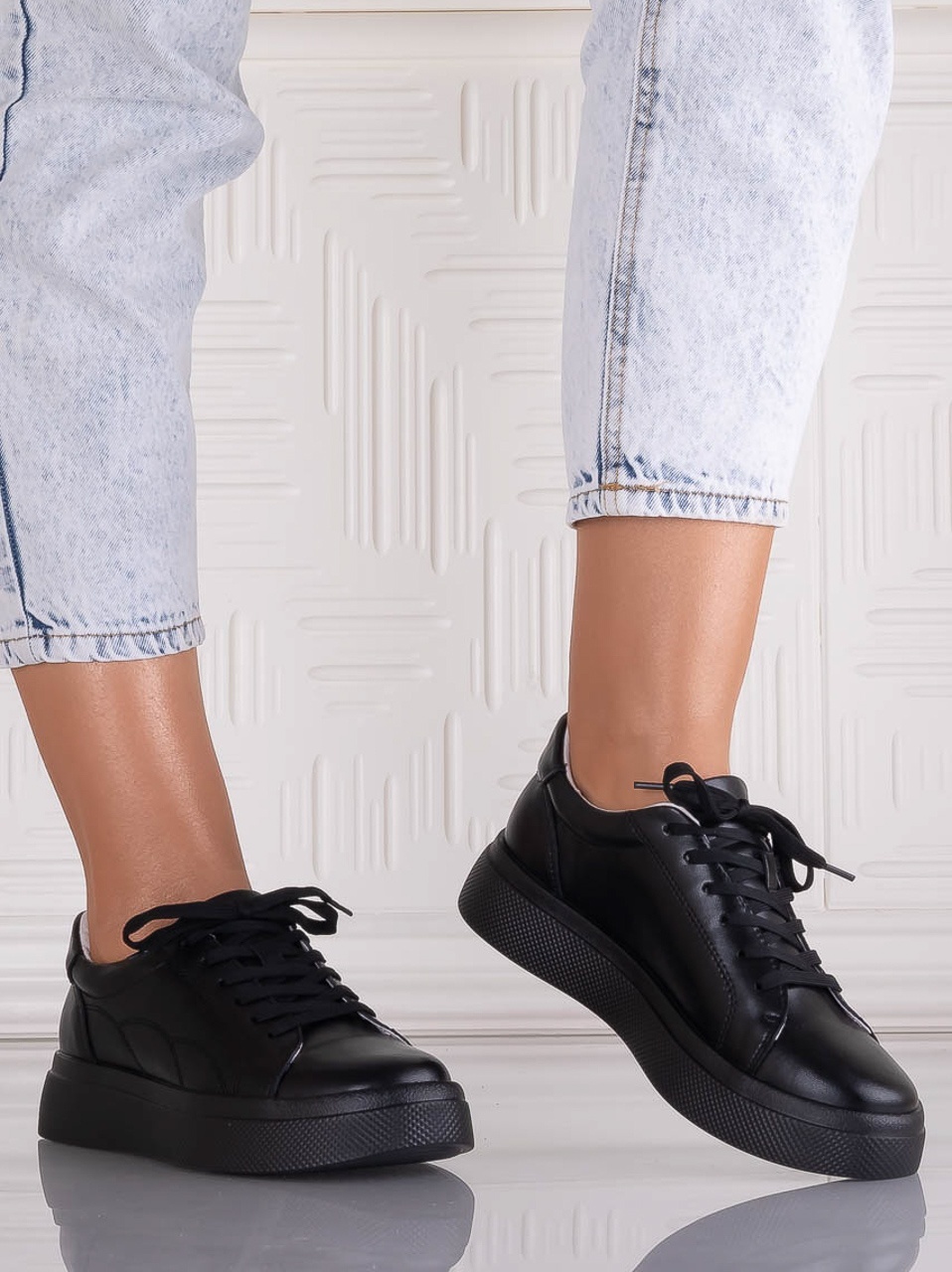 Pantofi dama casual Negri din Piele Naturala Carisna - poza 4