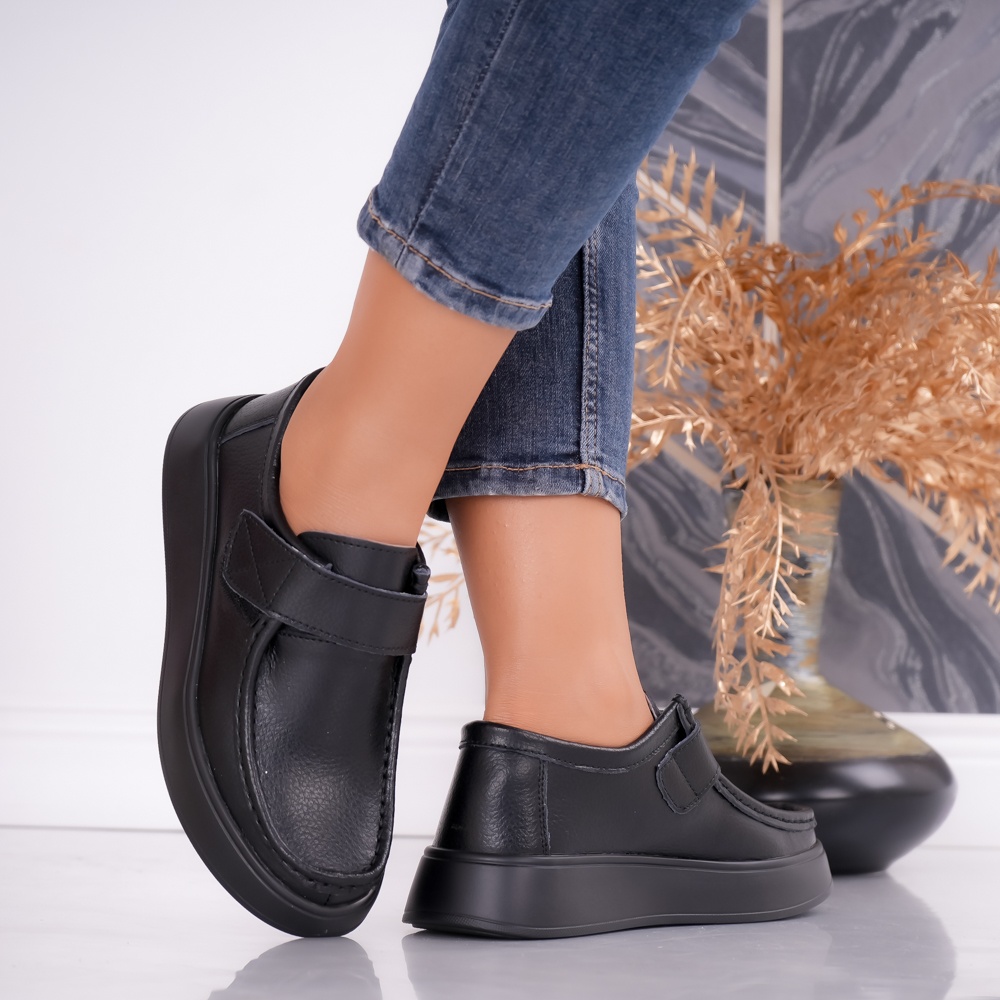 Pantofi dama casual Negri din Piele Naturala Duva - poza 2