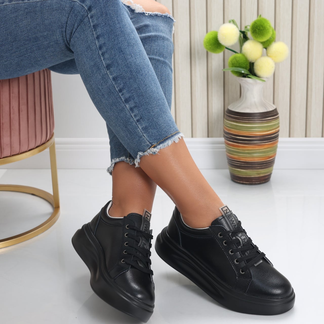Pantofi dama casual Negri din Piele Naturala Evoya - poza 1