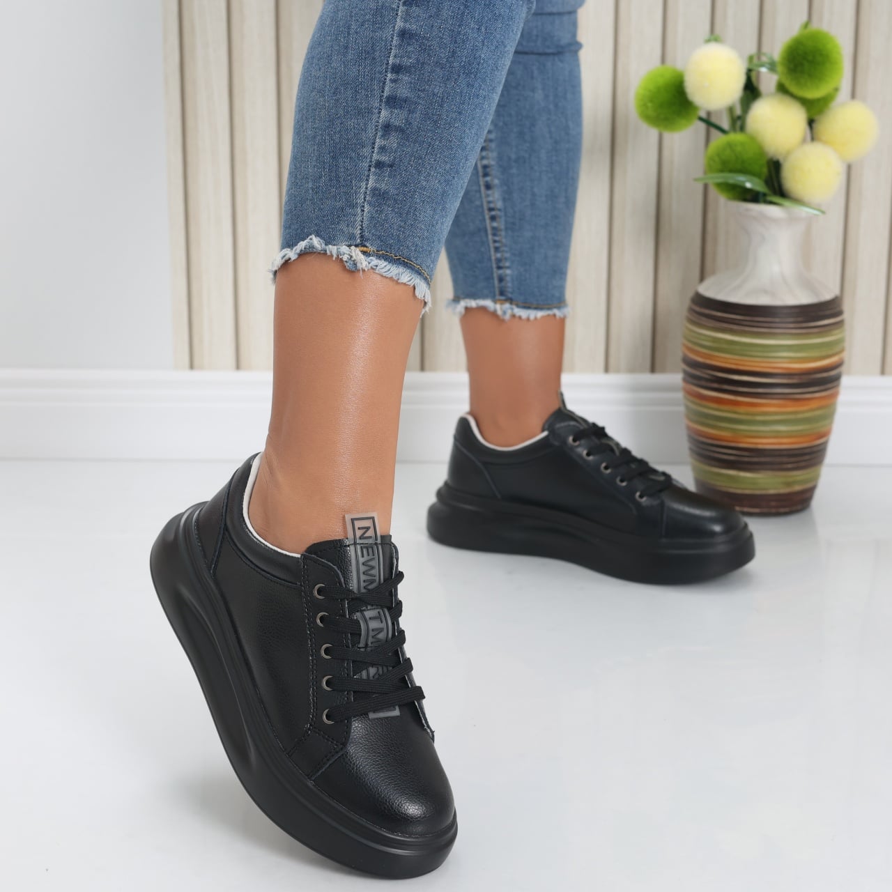 Pantofi dama casual Negri din Piele Naturala Evoya - poza 2