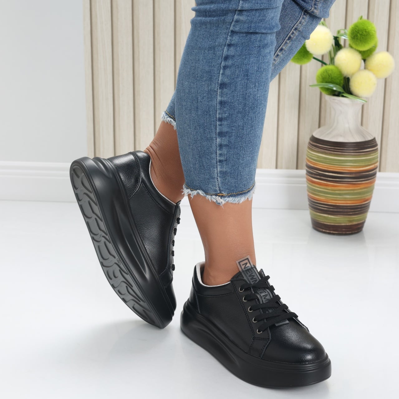 Pantofi dama casual Negri din Piele Naturala Evoya - poza 3