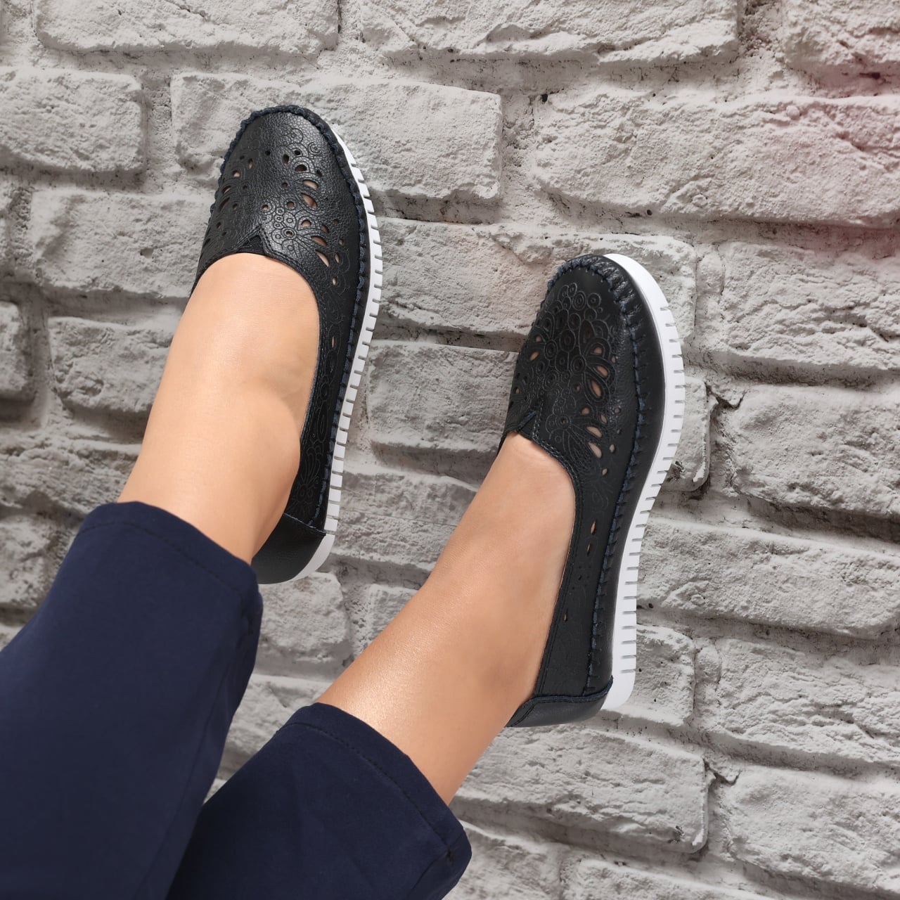 Pantofi dama casual Negri din Piele Naturala Iliana - poza 2