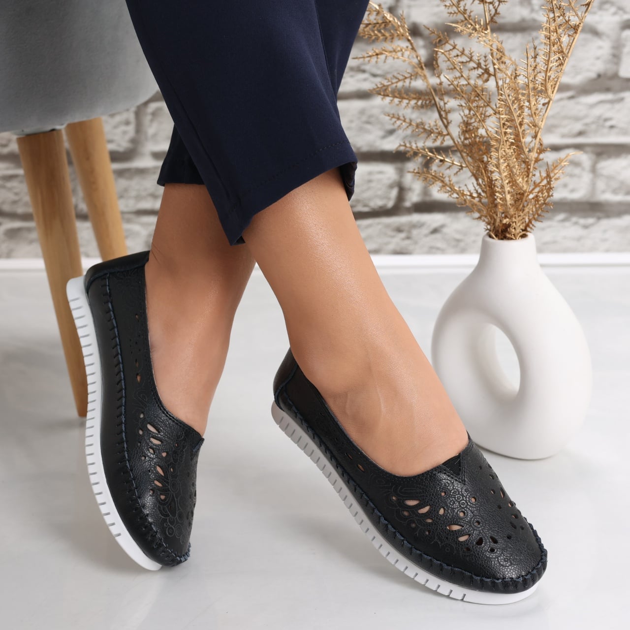 Pantofi dama casual Negri din Piele Naturala Iliana - poza 3