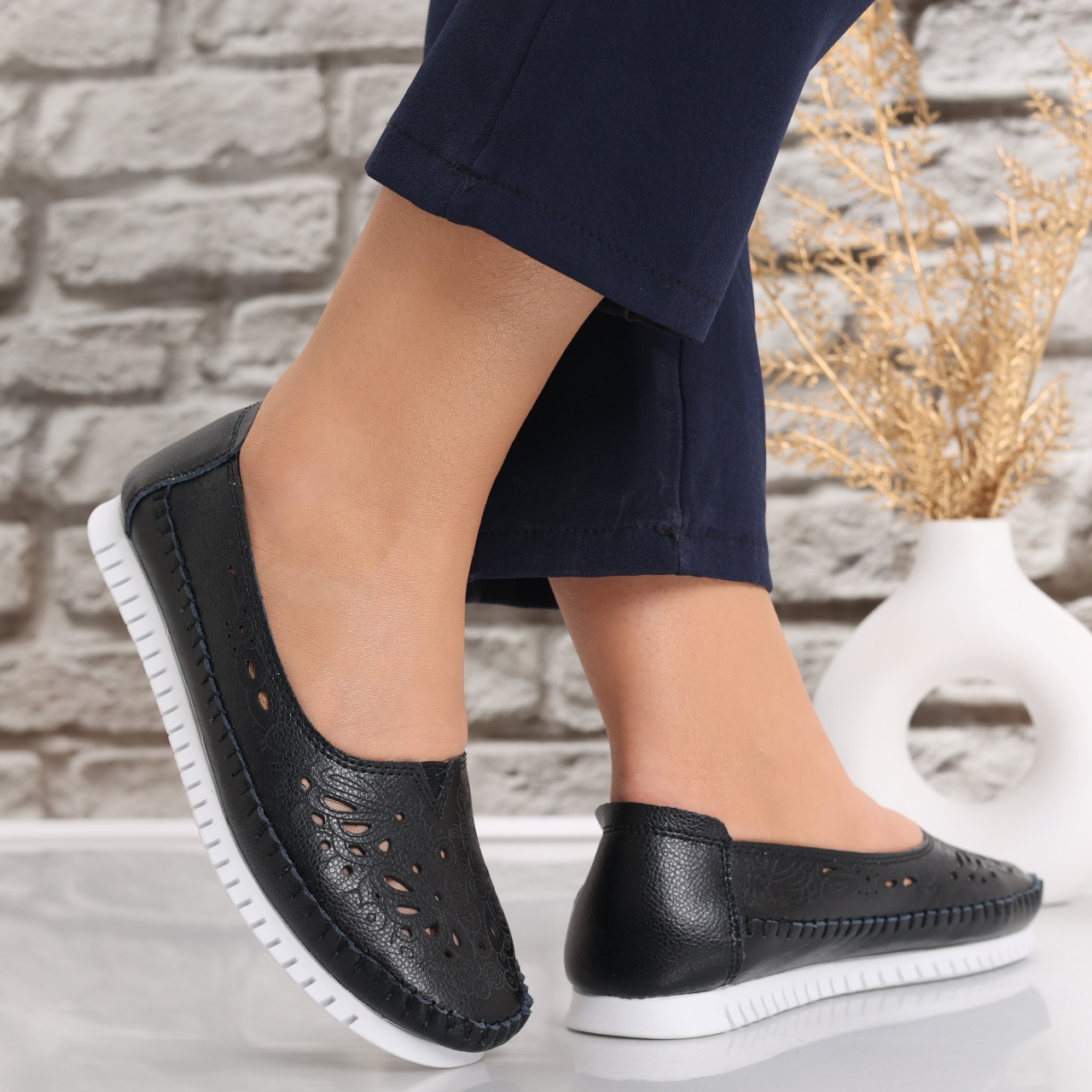 Pantofi dama casual Negri din Piele Naturala Iliana - poza 4