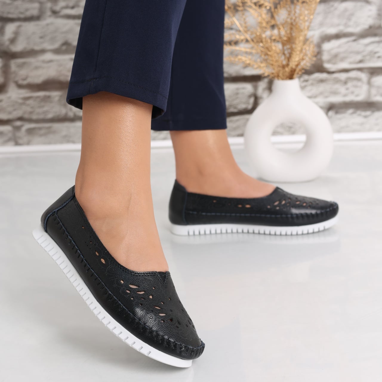 Pantofi dama casual Negri din Piele Naturala Iliana - poza 5