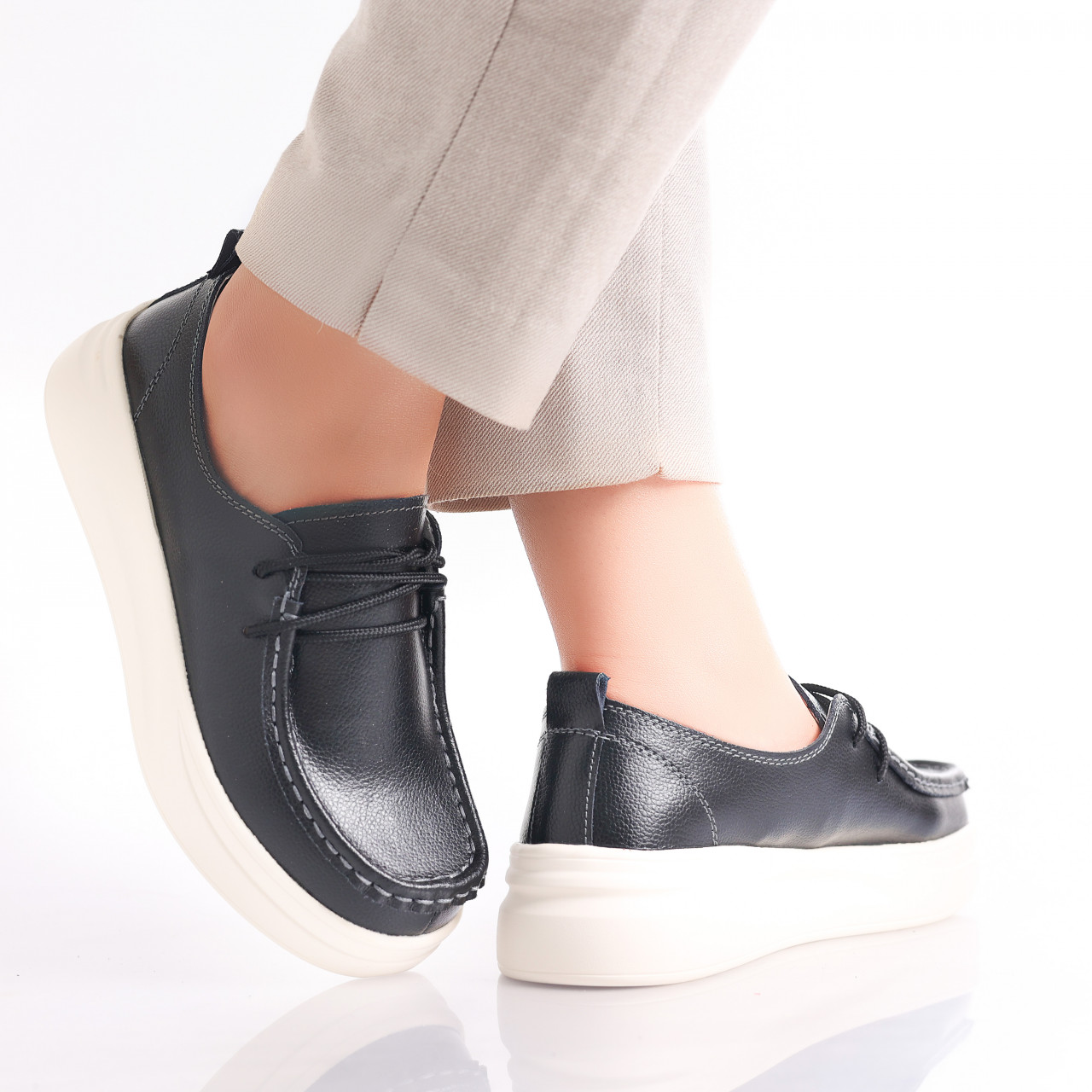 Pantofi dama casual Negri din Piele Naturala Jaile - poza 2