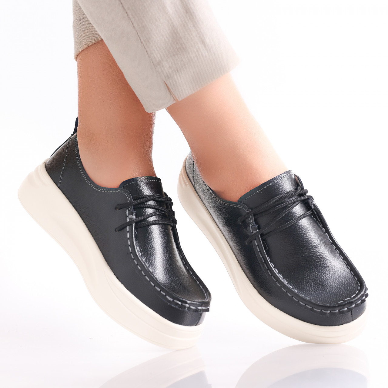 Pantofi dama casual Negri din Piele Naturala Jaile - poza 3