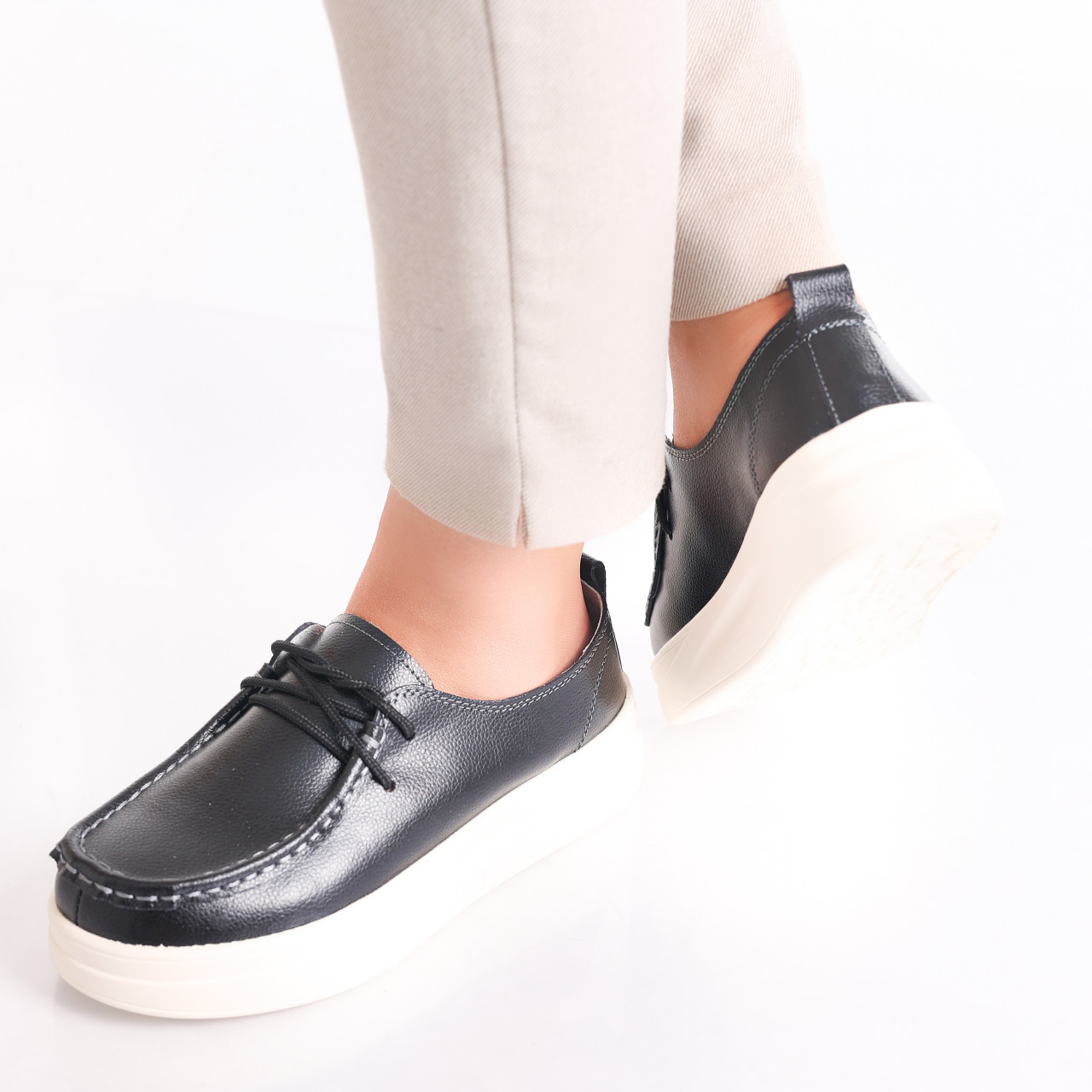 Pantofi dama casual Negri din Piele Naturala Jaile - poza 4
