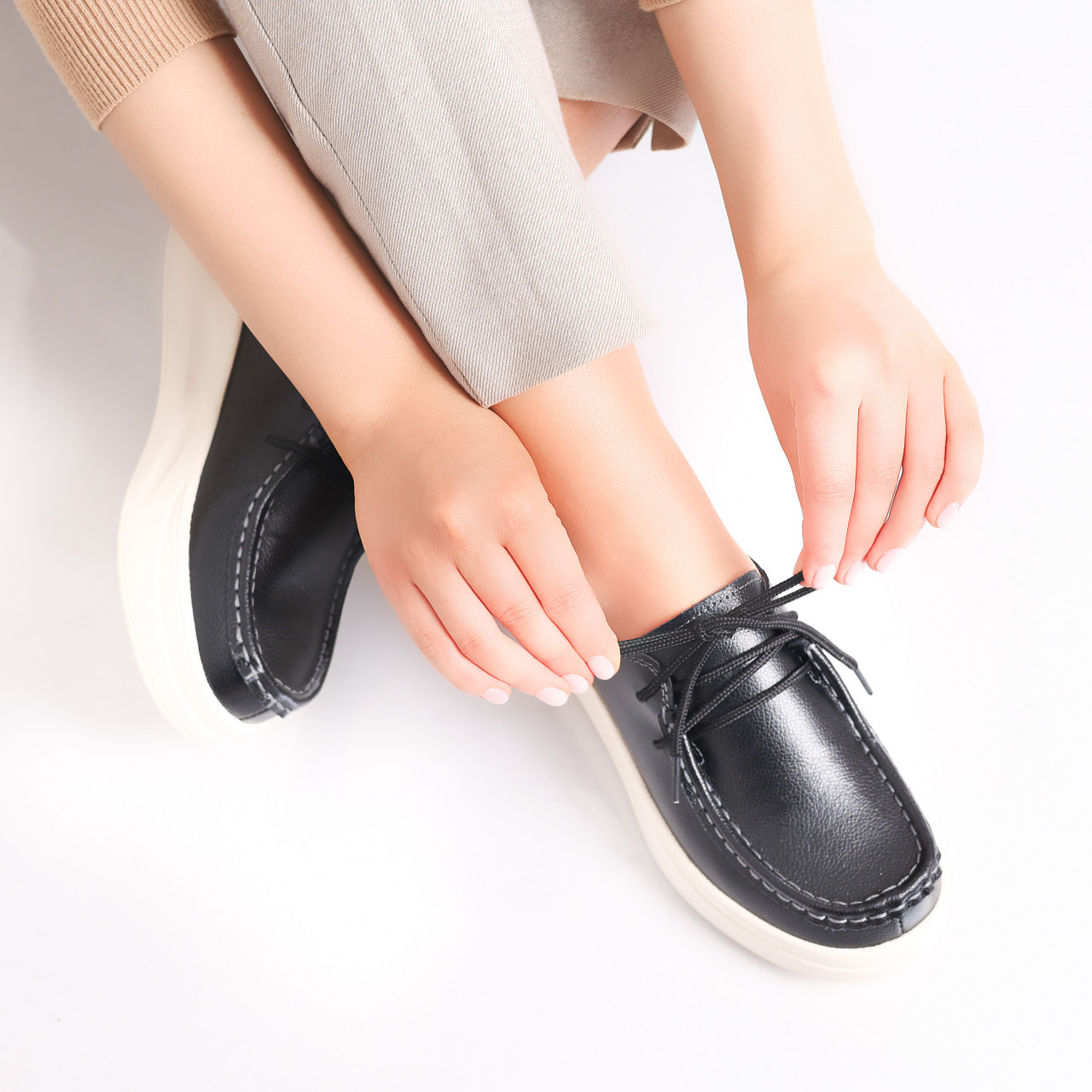Pantofi dama casual Negri din Piele Naturala Jaile - poza 5
