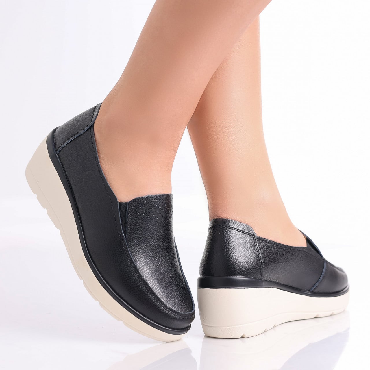 Pantofi dama casual Negri din Piele Naturala Molida - poza 2