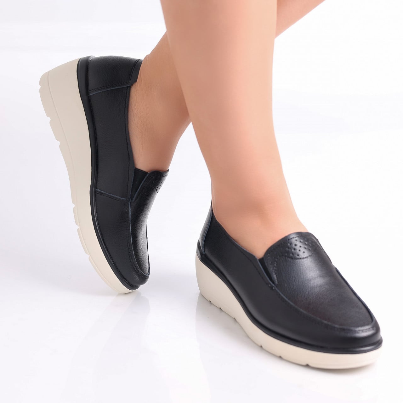 Pantofi dama casual Negri din Piele Naturala Molida - poza 3