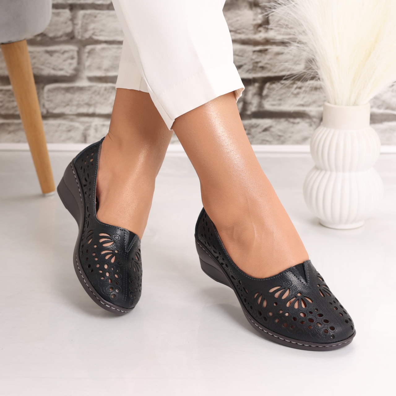Pantofi dama casual Negri din Piele Naturala Rakina - poza 4