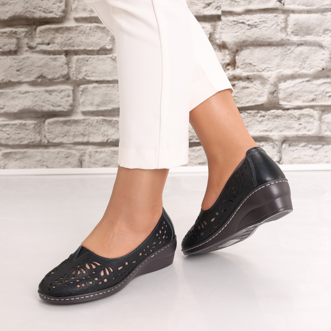 Pantofi dama casual Negri din Piele Naturala Rakina - poza 5