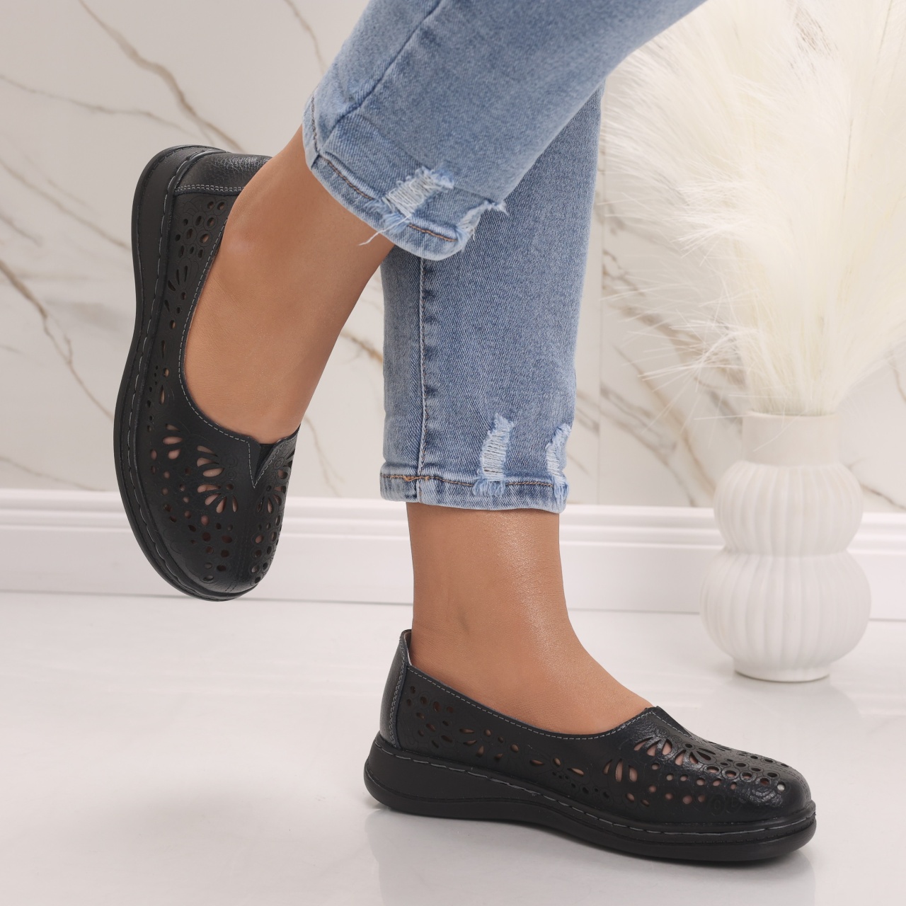 Pantofi dama casual Negri din Piele Naturala Rozlin - poza 4