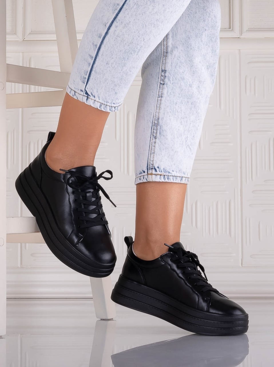 Pantofi dama casual Negri din Piele Naturala Sadrina - poza 1