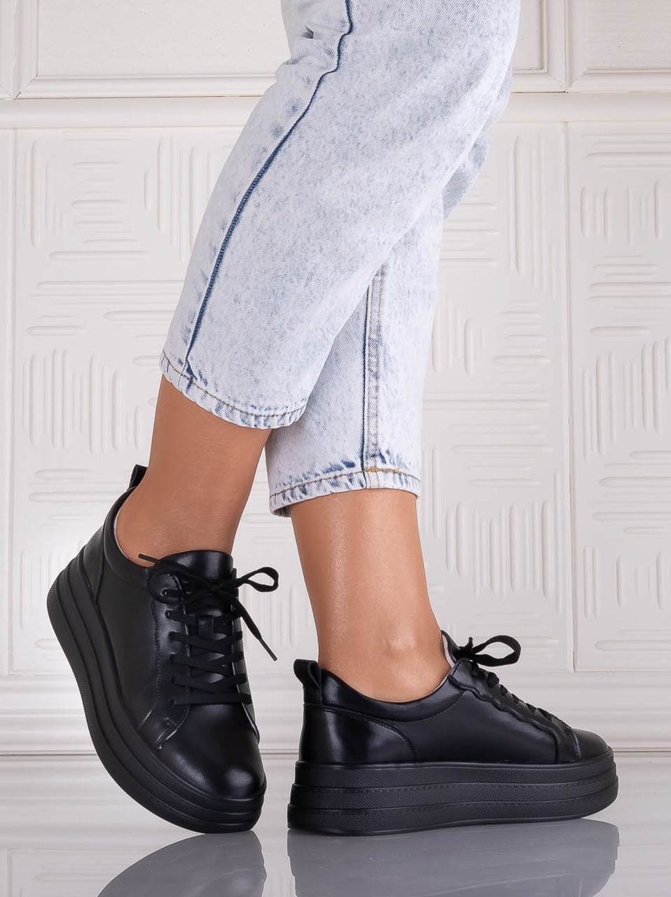Pantofi dama casual Negri din Piele Naturala Sadrina - poza 3