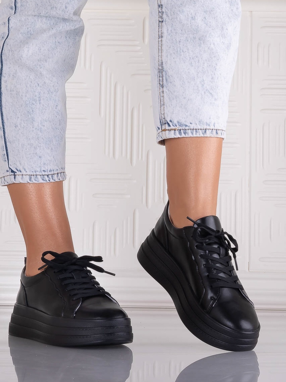 Pantofi dama casual Negri din Piele Naturala Sadrina - poza 4