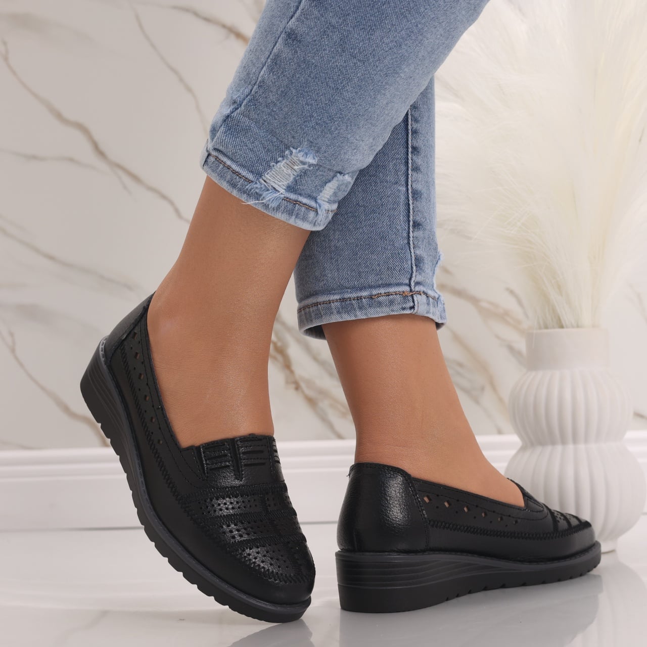 Pantofi dama casual Negri din Piele Naturala Saina - poza 1