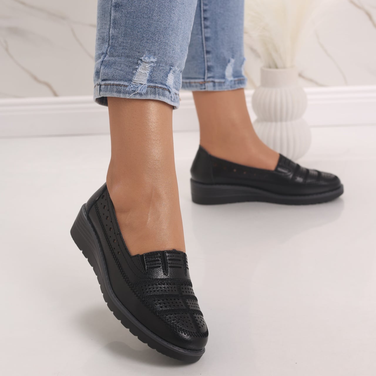 Pantofi dama casual Negri din Piele Naturala Saina - poza 3