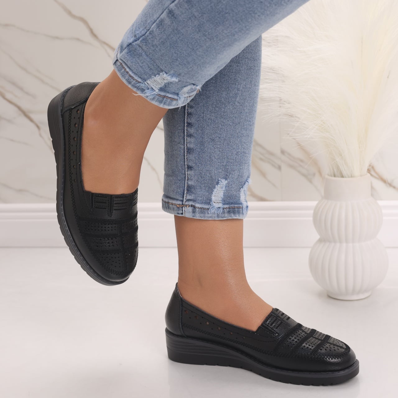 Pantofi dama casual Negri din Piele Naturala Saina - poza 4