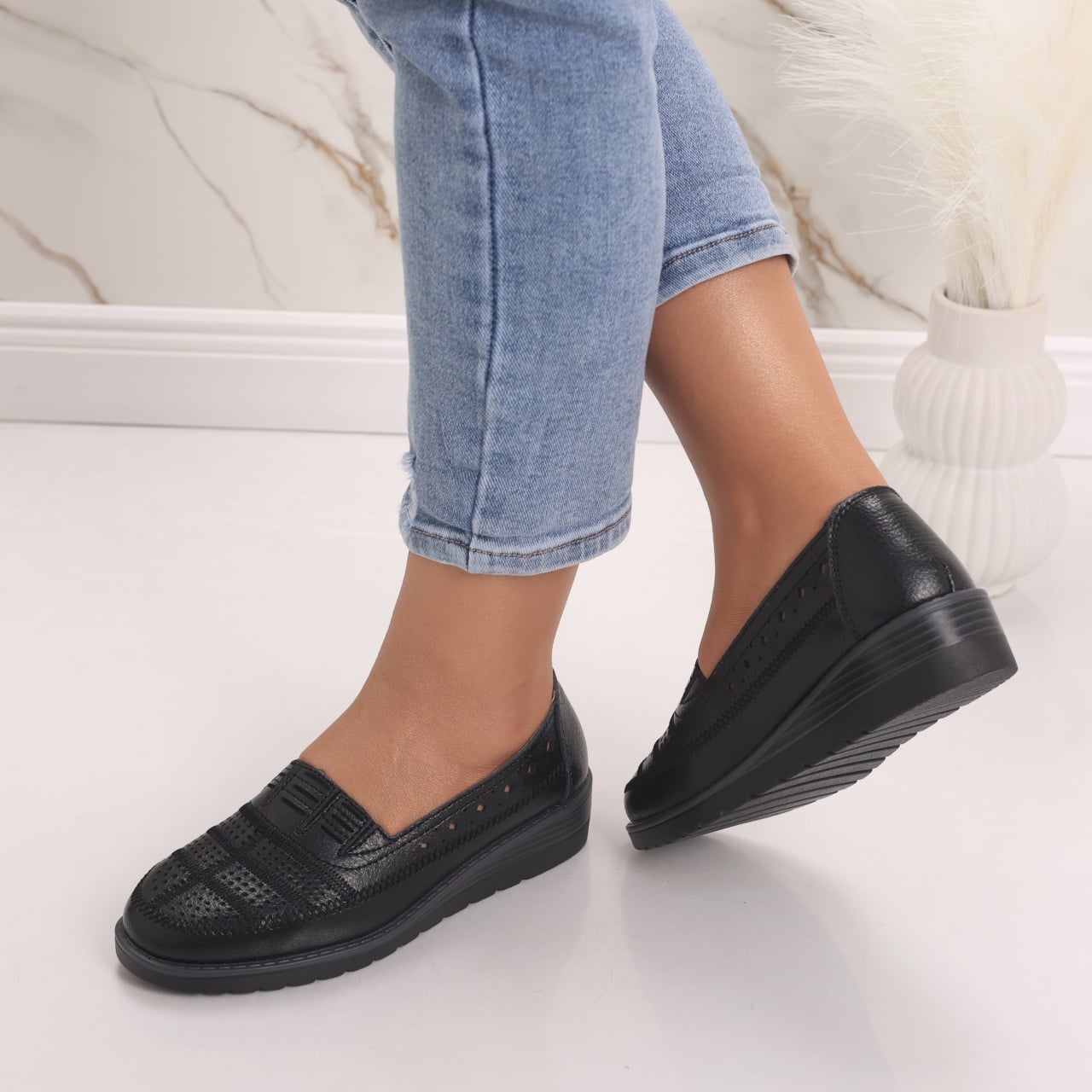 Pantofi dama casual Negri din Piele Naturala Saina - poza 5